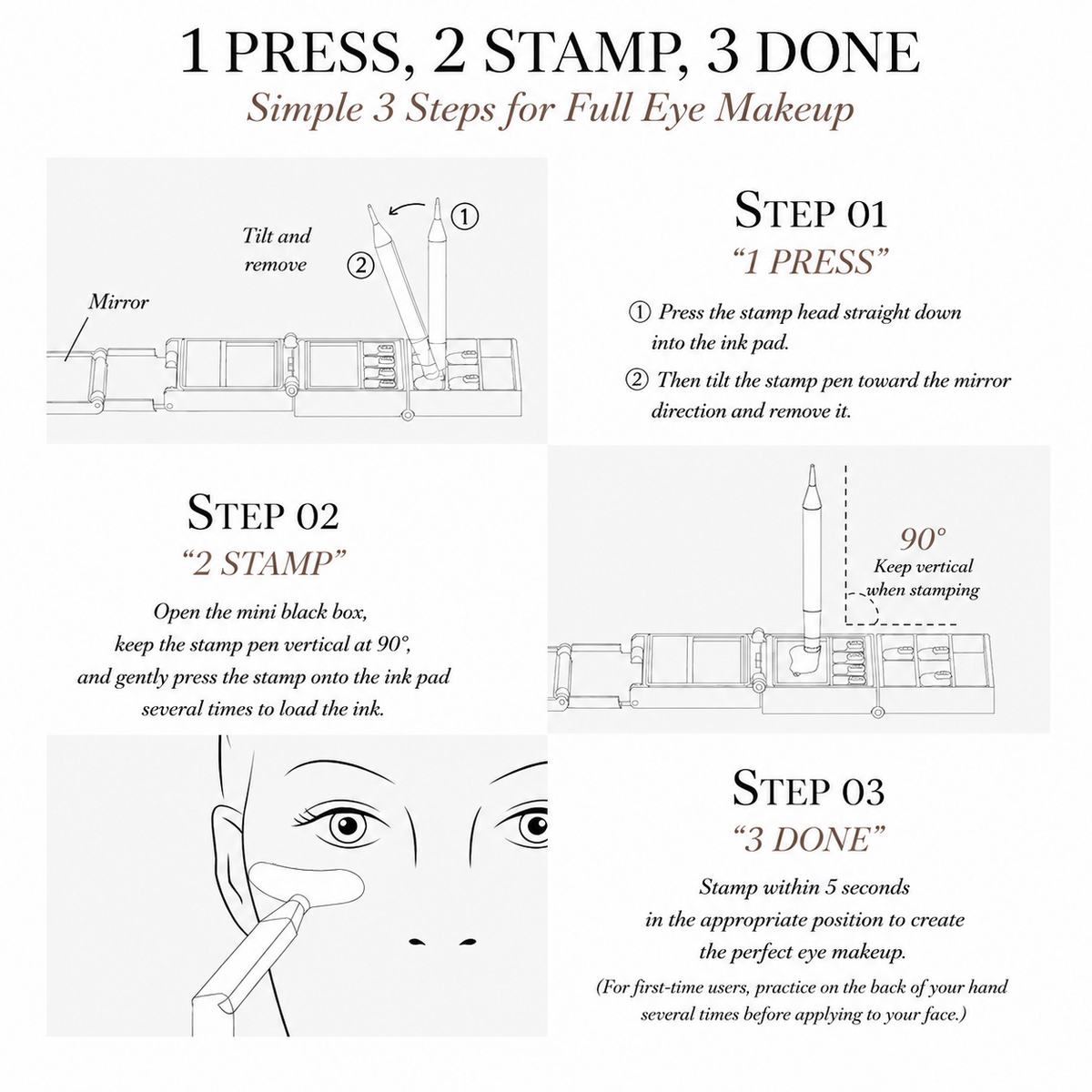 3-in-1 Lower Lash, Eyeliner & Beauty Mark Stamp Kit